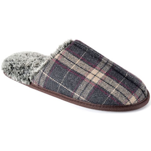 Check Memory Foam Slippers Grey