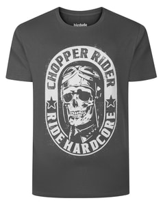 Bigdude Ride Hardcore Print T-Shirt Charcoal