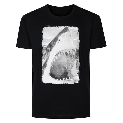 Bigdude Shark Photoprint Crew Neck T-Shirt Black