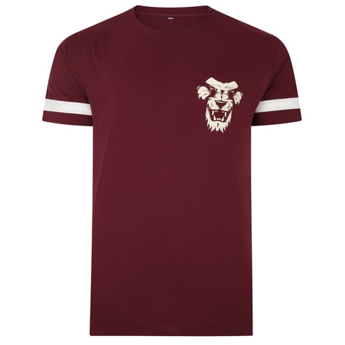 Bigdude Cut & Sew Lion Print T-Shirt Burgundy