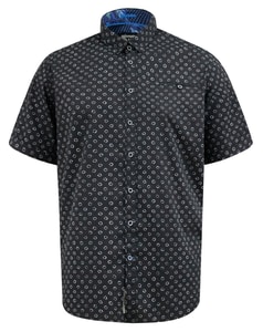 D555 Matlock All Over Print Shirt With Hidden Buttons Black