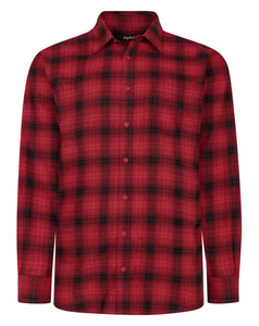 Bigdude Cotton Rich Light Weight Flannel Shirt Red Space Cherry