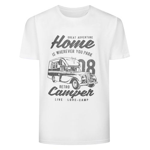 Bigdude Home Camper Print T-Shirt White