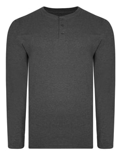 Bigdude Long Sleeve Grandad T-Shirt Charcoal