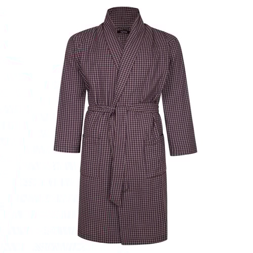 Bigdude Woven Check Dressing Gown Burgundy