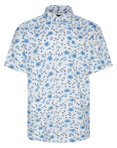 Bigdude Button Down Floral Short Sleeve Shirt White