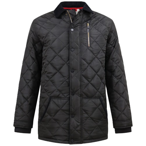 D555 LANDON Quilted Jacket With Corduroy Collar Black