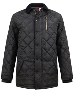 D555 LANDON Quilted Jacket With Corduroy Collar Black