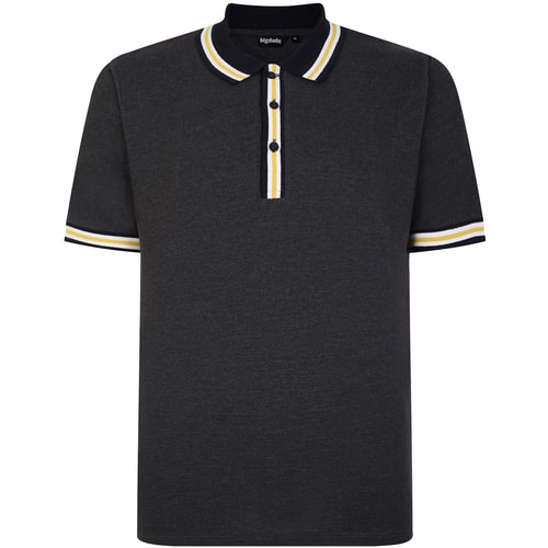 Bigdude Contrast Stripe Tipped Polo Shirt Charcoal