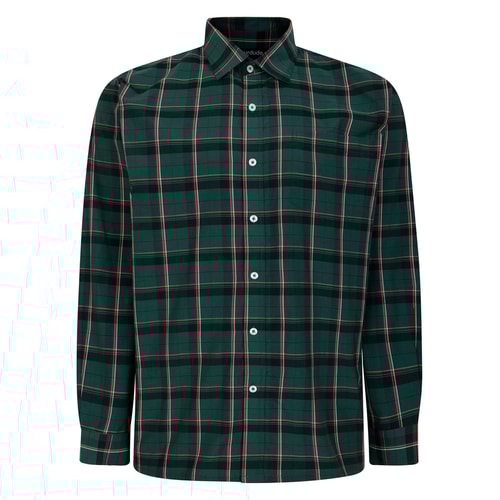 Bigdude Checked Poplin Long Sleeve Shirt Green/Red Tall
