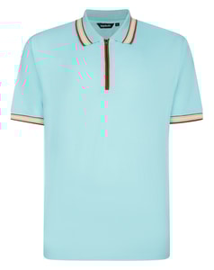 Bigdude Zipped Polo With Tipping Turquoise Marl