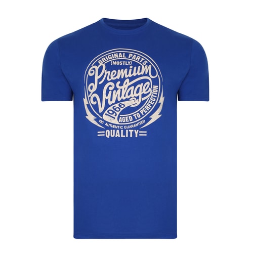 Bigdude Premium Vintage Print T-Shirt Royal Blue