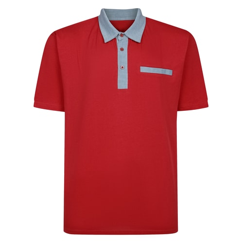 Bigdude Contrast Jersey Polo Shirt Crimson Red