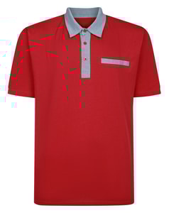Bigdude Contrast Jersey Polo Shirt Crimson Red