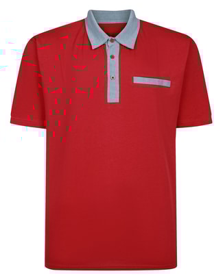 Bigdude Contrast Jersey Polo Shirt Crimson Red