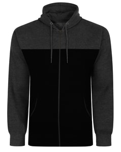 Bigdude Colour Block Zipped Hoody Black/Charcoal Tall 