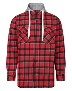 Bigdude Checked Hooded Flannel Shirt Red Space Cherry Tall