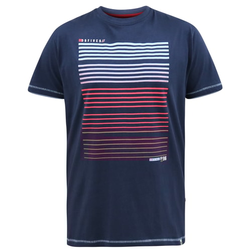 D555 Cransford Gradient Line Print T-Shirt Navy