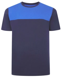 Bigdude Cut & Sew 2 Tone T-Shirt Navy/Royal Blue Tall