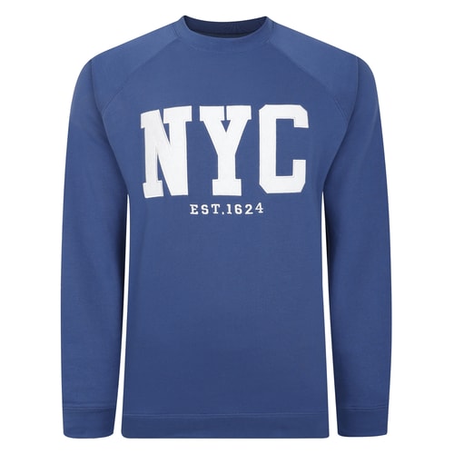 Bigdude Applique Crew Neck Jumper Deep Blue