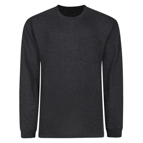 Bigdude Long Sleeve Waffle T-Shirt Charcoal