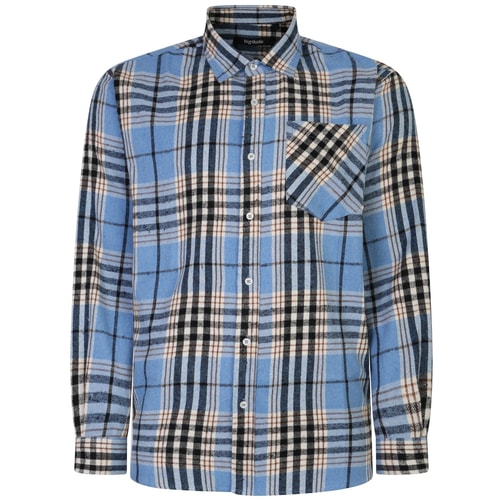 Bigdude Summer Long Sleeve Flannel Shirt Blue Tall