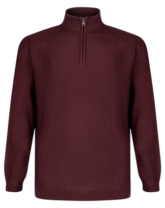 Bigdude Textured Half Zip Jumper Burgundy