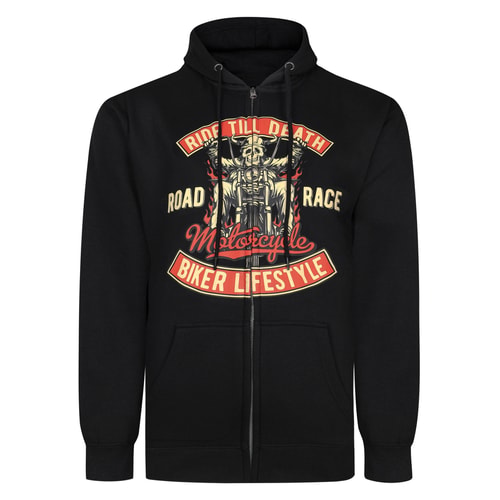 Bigdude Motorcycle Print Full Zip Hoody Black
