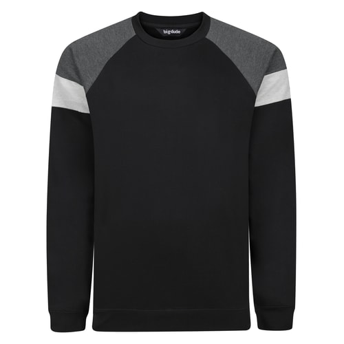 Bigdude Colour Block Sweatshirt Black/Charcoal Tall
