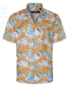 Bigdude Relaxed Collar Hawaiian Short Sleeve Shirt Orange