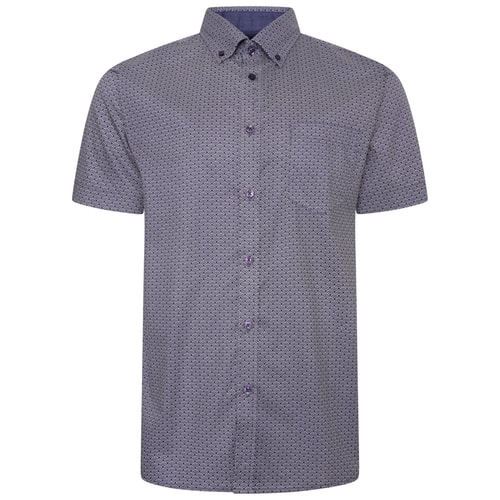 KAM Short Sleeve Geo Print Shirt Moonlight