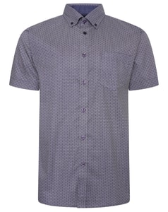 KAM Short Sleeve Geo Print Shirt Moonlight