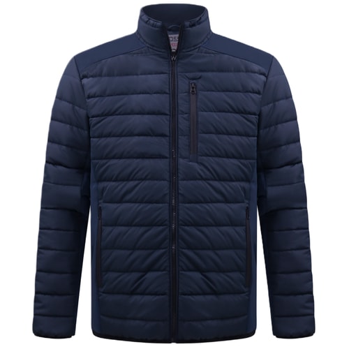 D555 MARCUS Lightweight Padded Jacket With Bonded Fleece Panels Navy