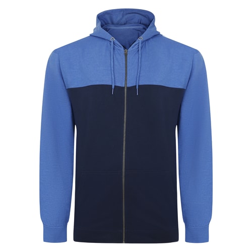 Bigdude Colour Block Zipped Hoody Navy/Royal Blue