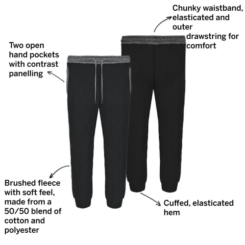 Bigdude Chunky Waistband Contrast Joggers Black