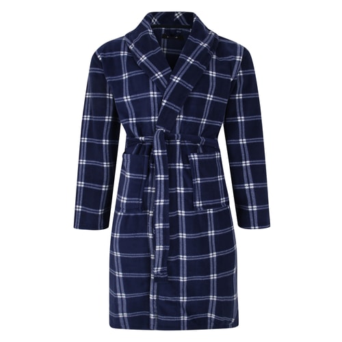 Bigdude Check Fleece Dressing Gown Navy
