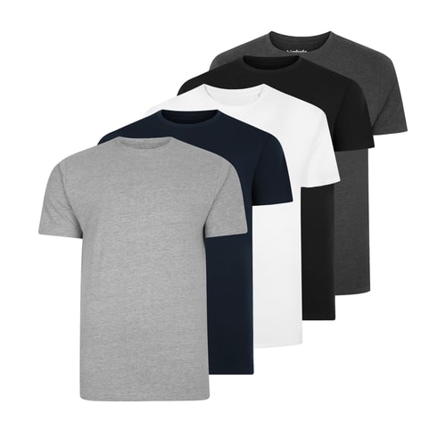 Bigdude 5 Pack Plain T-Shirts
