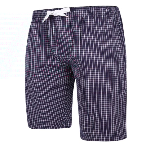 Bigdude Woven Check Pyjama Lounge Shorts Navy