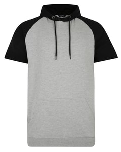 Bigdude Contrast Short Sleeve Hoody Black / Grey Marl