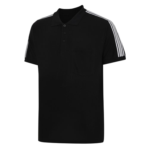 Bigdude Shoulder Stripe Polo Shirt Black