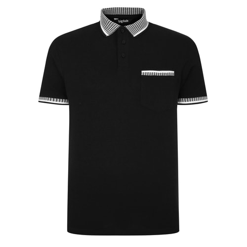 Bigdude Hounds Tooth Pique Polo Black Tall