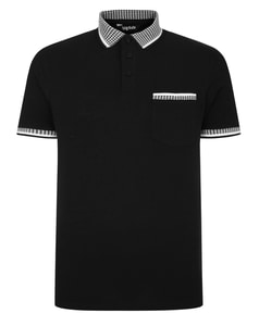 Bigdude Hounds Tooth Pique Polo Black Tall