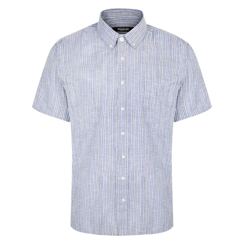Bigdude Short Sleeve Striped Summer Shirt Navy Tall