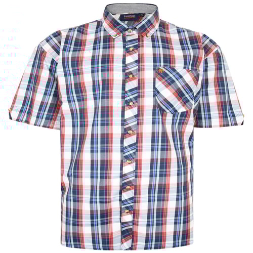 Espionage Short Sleeve check shirt Navy/Brick