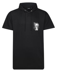 Bigdude Short Sleeve Back Print Hoody Black