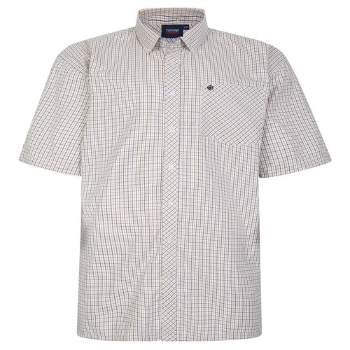 Espionage Short Sleeve Check Shirt Blue/Gold