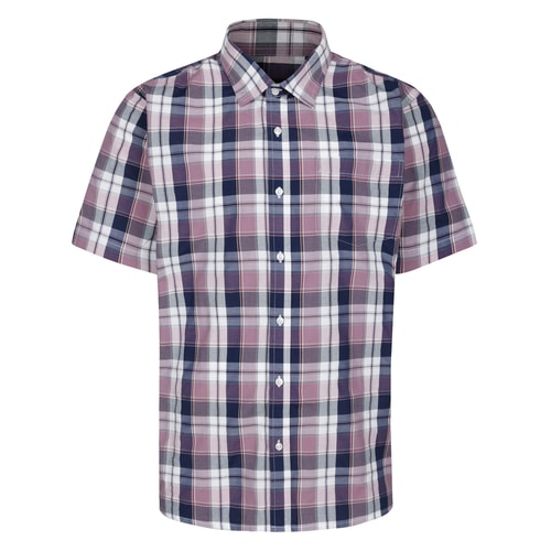Bigdude Checked Short Sleeve Poplin Shirt Mauve
