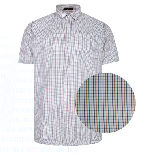Bigdude Woven Check Short Sleeve Shirt Green/White
