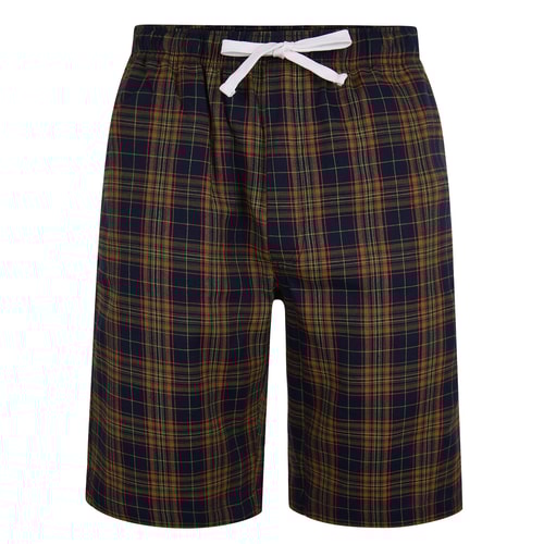 Bigdude Woven Check Pyjama Shorts Yellow/Navy