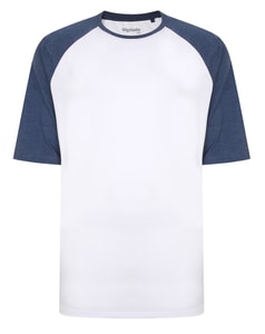 Bigdude Contrast Raglan Sleeve T-Shirt White/Denim Marl